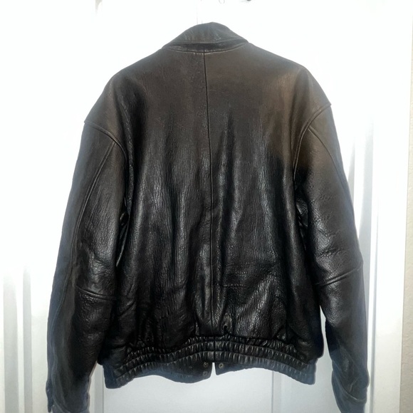 Vintage Scully Black Pebble Leather Flight Bomber Jacket Mens XL Flannel Lined - Picture 2 of 5